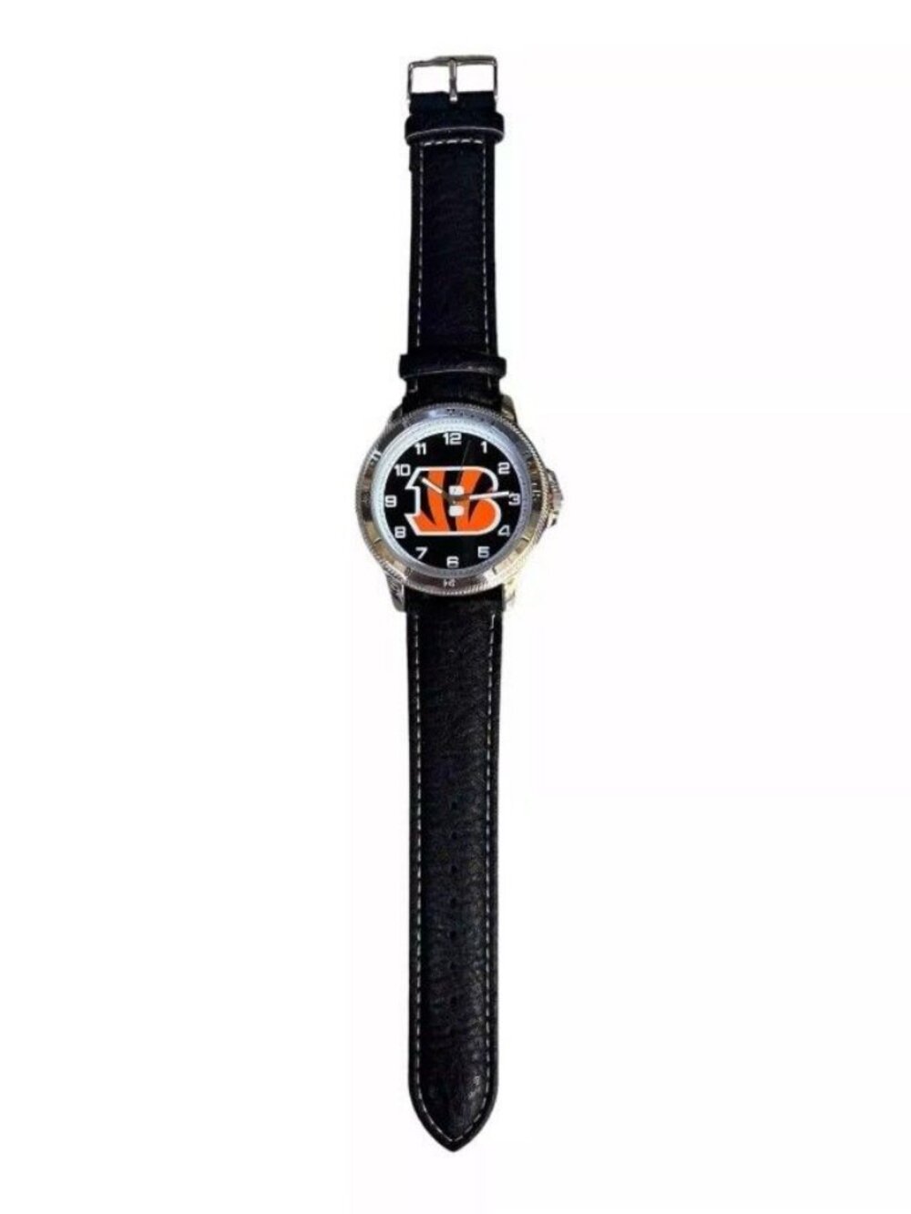 Cincinnati Bengals Classic Men's Watch by Sparo Black Leather Band Official NFL